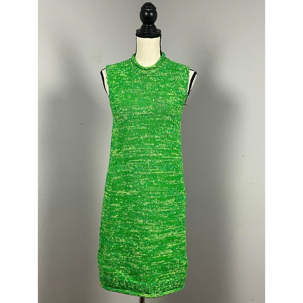 JW Anderson $850 Space Dye Mini Dress Apple Green Stretch Knit Women's Large